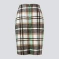 thumbnail image 4 of ASFGIMUJ Pencil Plaid Skirts For Women Fall Winter High Waisted Bodycon Knee Length Wool Midi Skirt With Slit Green XL, 4 of 7