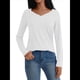 thumbnail image 2 of Camisetas con Cuello en V para Mujer, Blusas de Encaje de Larga, Holgadas, Elegantes e Informales, para Otoño e Invierno, A . XXL, 2 of 8