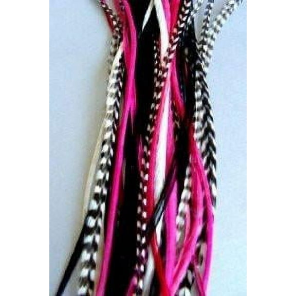 Sexy Sparkles Hot Pink Feathers Hair Extension - Bonded Together At the Tip to Make One Feather Hair Extension - 6-11"