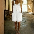 thumbnail image 2 of Women's Y2K Denim Shortalls Button Front Wide Leg Loose Jean Shorts Romper Jumpsuits L, 2 of 5