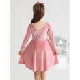 thumbnail image 2 of SILVERCELL 2-7T Toddler Girls Christmas Velvet Twirl Dresses + Headband, Little Girl Casual Long Sleeve Swing A-Line Skater Party Dress, 2-7 Years, Pink, 2 of 9