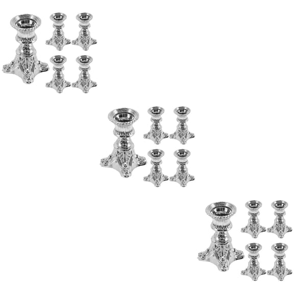 3 Pieces Candle Stands for Pillar Candles Silver Holder