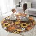 thumbnail image 3 of Fall Pumpkins Sunflowers Autumn Pattern Round Blanket,Comfortable Soft Flannel Throw Blanket,All Season,Warm Lightweight Blankets for Sofa Bed Couch Living Room Chair 47"x47", 3 of 5