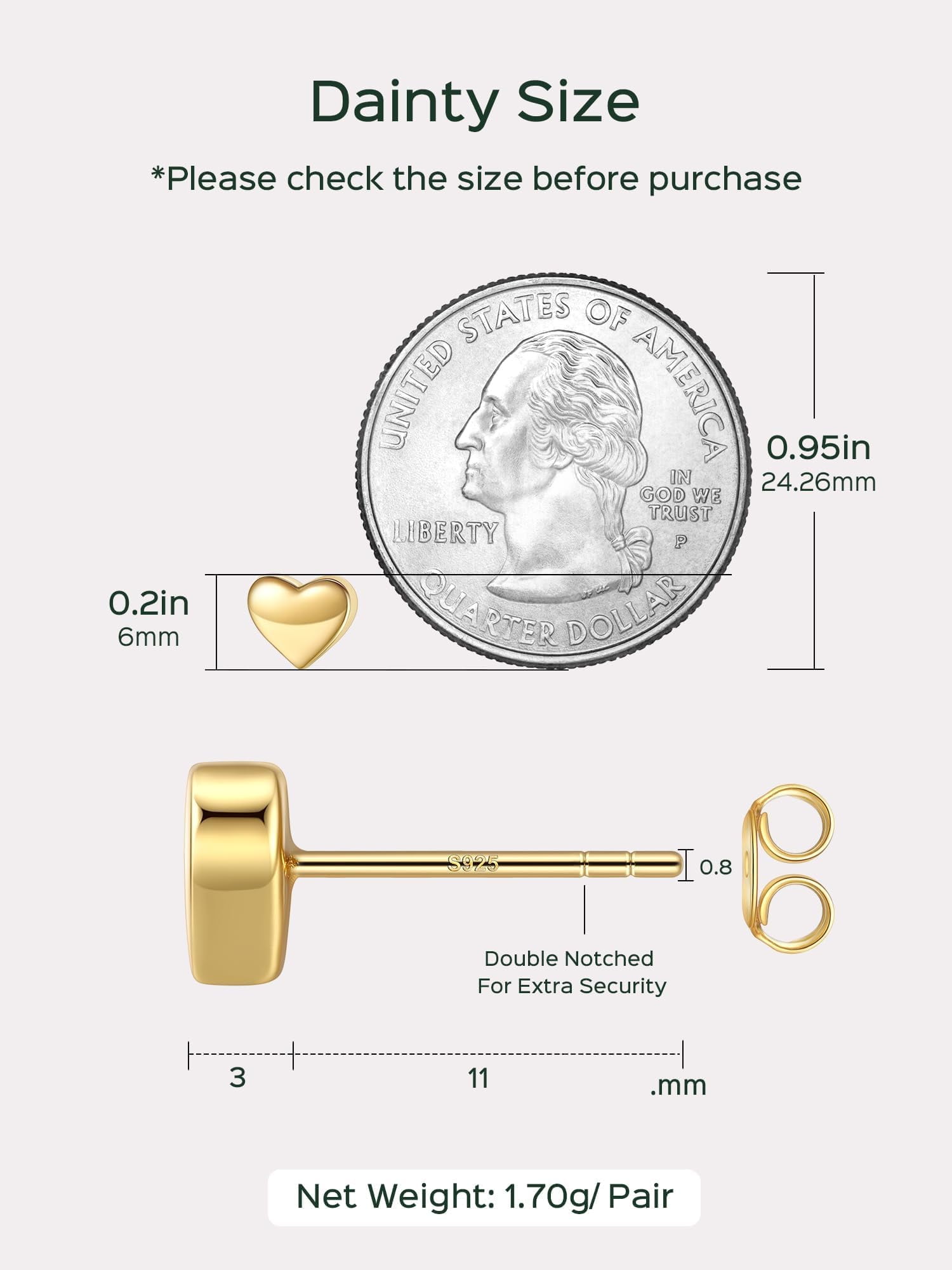 ChicSilver 14K Gold Plated Heart Earrings for Women 925 Silver Studs Statement Earring Trendy Valentines Earring Valentine's Day Gifts for Her