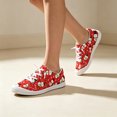thumbnail image 2 of EKVAHL Christmas Lace Up Sneakers For Women, Seasonal Printed Canvas Shoes, Flat Daily Holiday Walking Shoes Great For City Strolls Red, 2 of 4