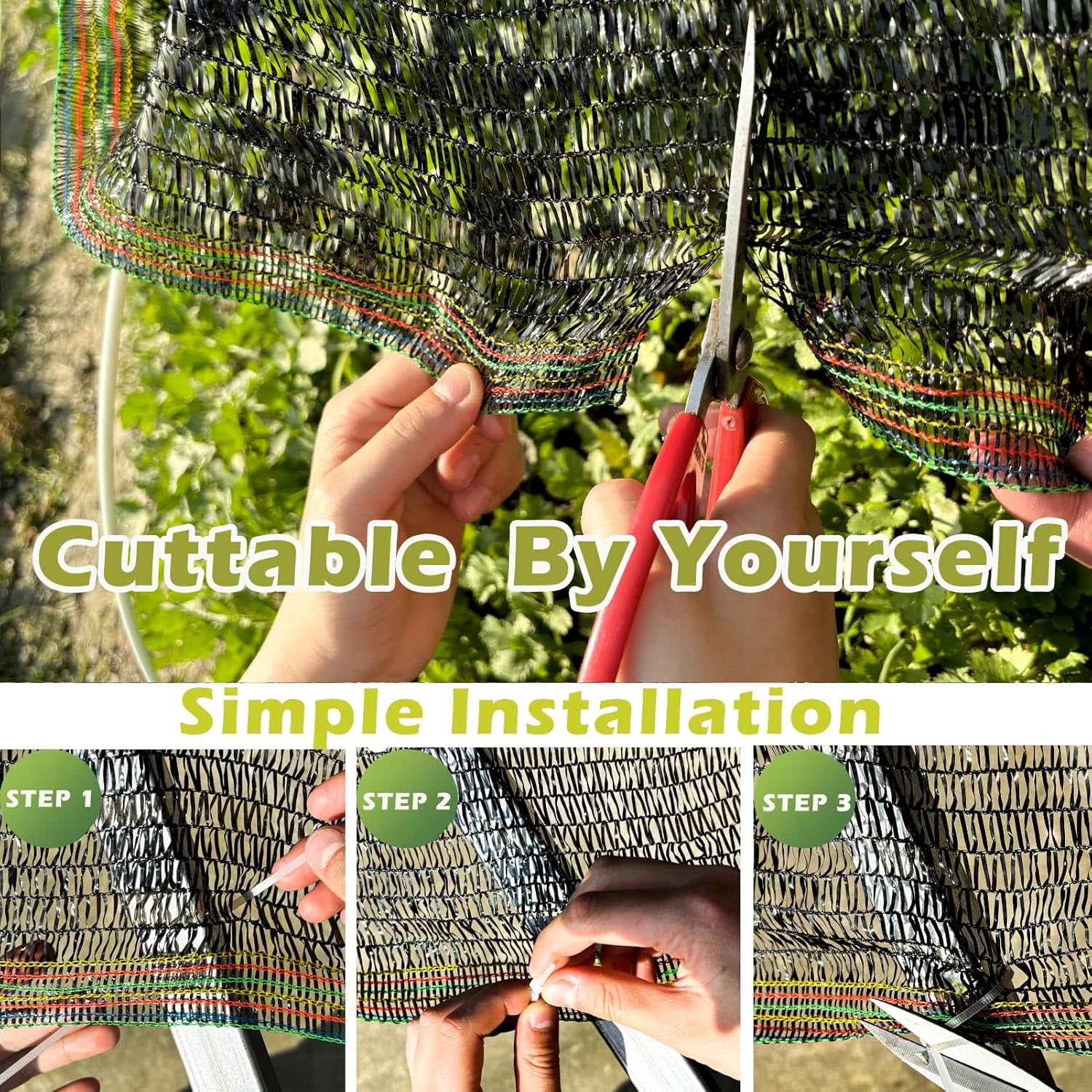 55% Shade Cloth for Garden, Sunblock Mesh UV Resistant Net for Vegetables Flowers Greenhouse Raised Bed, Plant Shade Cover from Sun, Black (6.5X10 FT)