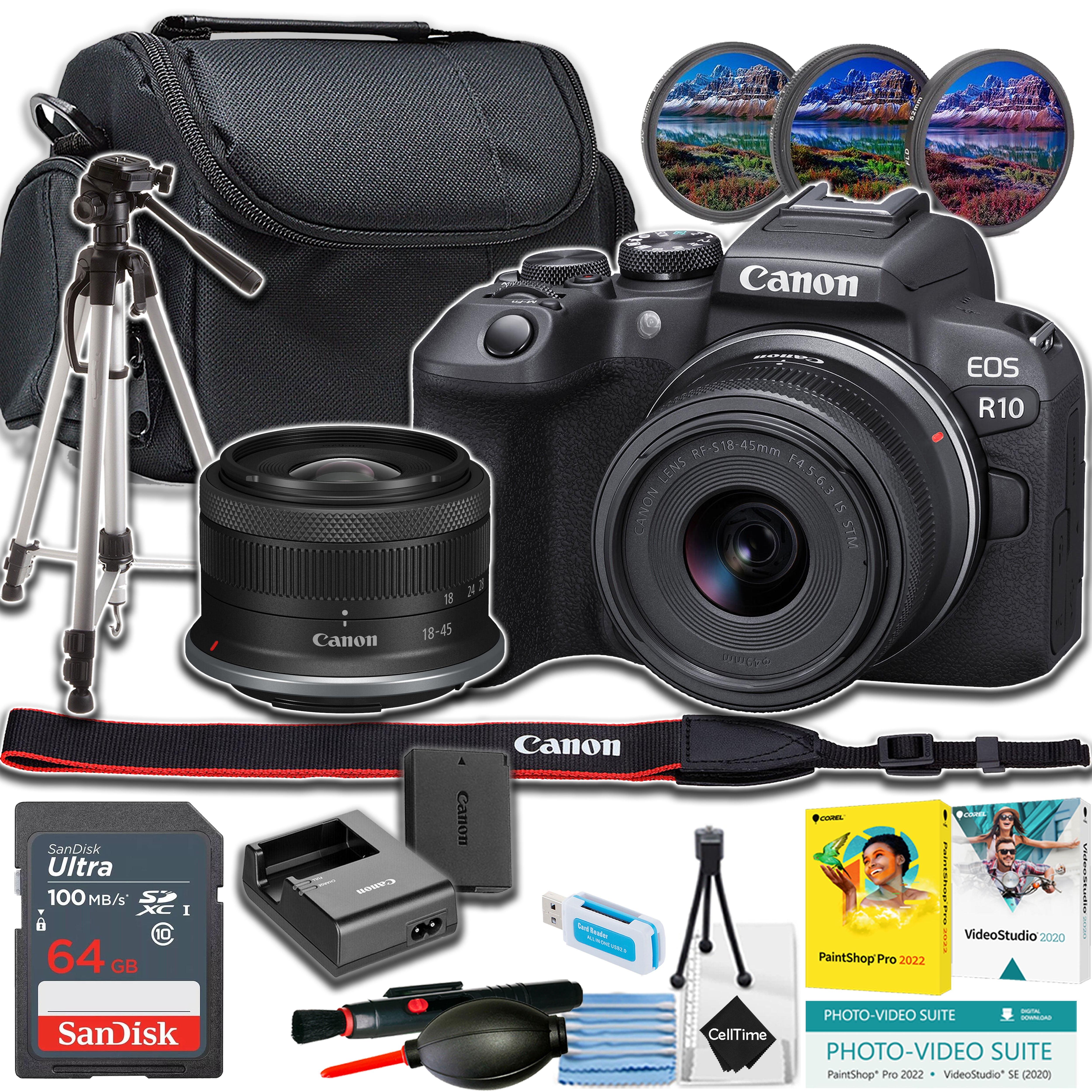 Canon EOS R50 Mirrorless Camera Bundle: 18-45mm & 55-210mm Lens