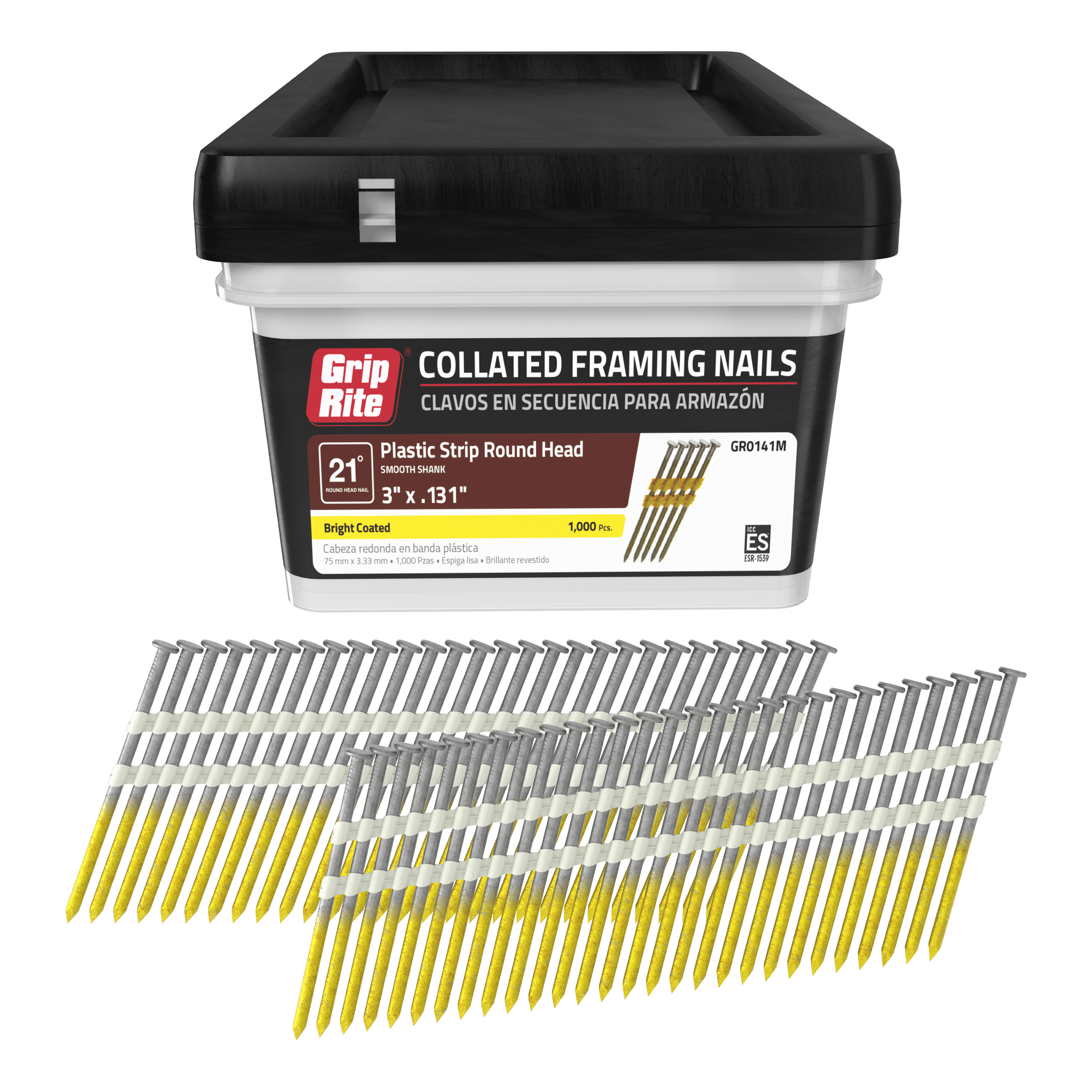 Grip-Rite 21O Plastic 3" X .131 CTD Smooth 1M Framing Nail