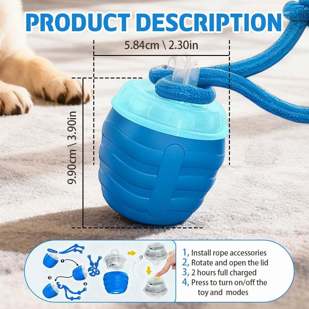 Interactive Dog Toys, 2026 New Upgraded Automatic Moving Dogs Toy Wicked Ball with Moving Bark Sound for Boredom Training Keep Them Busy