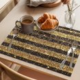 thumbnail image 3 of Black Golden Striped Placemats Set of 4, Luxury Farmhouse Stripes Washable Wipeable Table Mats for Dining Tables, Indoor Outdoor Kitchen Place Mats for Holiday Party Table Decor, 3 of 9