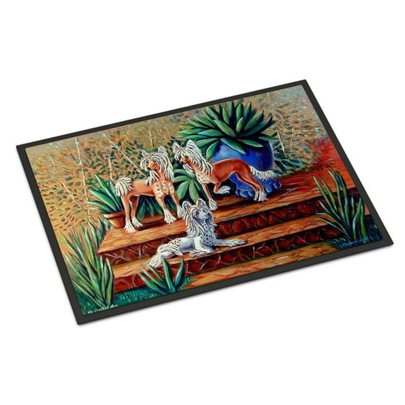 Carolines Treasures 7505MAT Chinese Crested  Doormat 18x27 27"L x 18"W multicolor