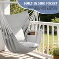 thumbnail image 4 of Large Hammock Chair Swing, Relax Hanging Rope Swing Chair with Detachable Metal Support Bar & Two Seat Cushions, Cotton Hammock Chair Swing Seat for Yard Bedroom Patio Porch Indoor Outdoor, 4 of 7