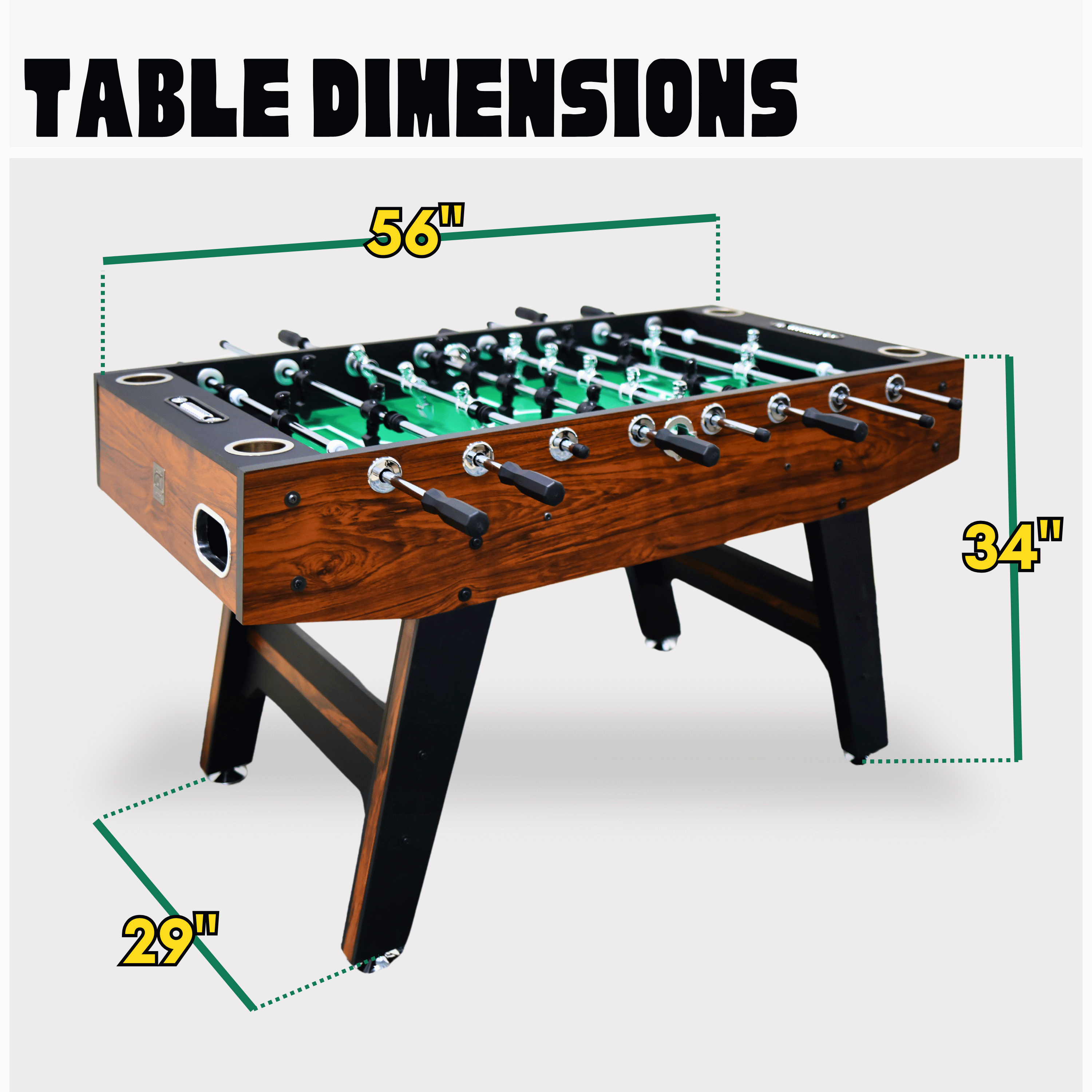 Freetime Fun Foosball Table Adult Size 56" for Game Room, Full Size Easy Assembly Soccer Foosball Table  - SKU RF4300
