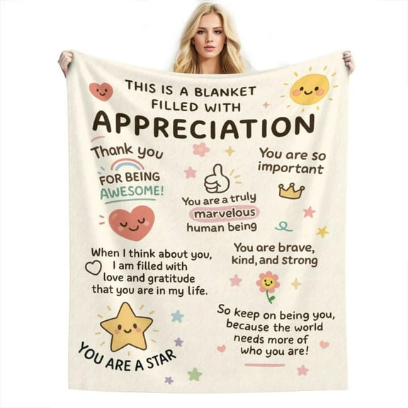 Appreciation Blanket, Thank You Gifts Blanket, Gratitude Throw Blanket 50"x40", Inspirational Blankets for Women and Men, Appreciation Gifts for Coworkers, Teachers, Friends, Nurses, Staff
