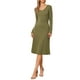 thumbnail image 2 of Vestido de punto acanalado INSPIRE CHIC para mujer, vestido de suéter midi de manga larga con cuello redondo, color verde oliva, 2 of 6