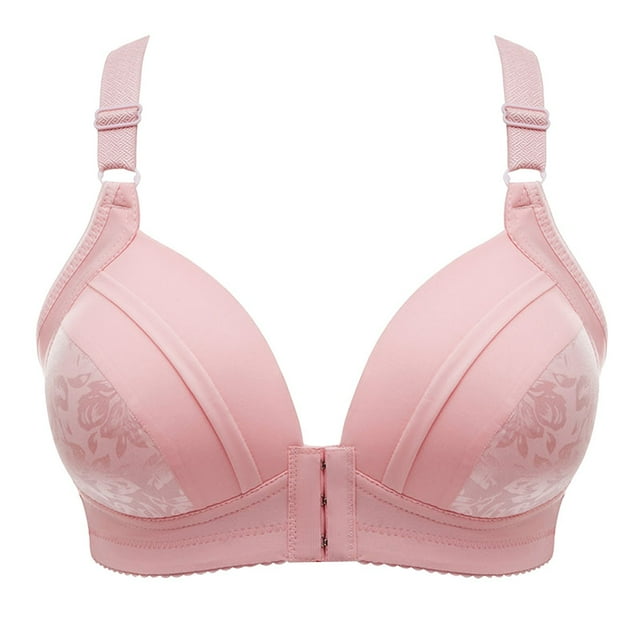Front Closure Sports Bra for Women - Wireless, Breathable Polyester, Post Surgical Support, Dot Print, Suitable for Home/Gym