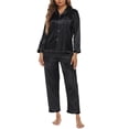thumbnail image 4 of SDNall Womens Pajama Sets Fashion Home Wear Pajamas Two-Piece Suit Long Sleeve Pants Pajama Set Homewear (Black, Sizes S-XXL), 4 of 9