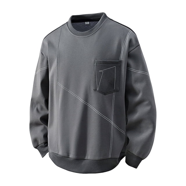 pstuiky Camisas de manga larga abrigadas para hombre, Sudadera con capucha y bolsillo de cuello redondo y manga larga de color liso para hombre tops de invierno para hombre m
