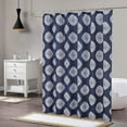 thumbnail image 6 of Shower Curtains, Decorative Medallion Damask Print 200GSM Fabric Shower Curtains with Reinforced Buttonholes for Bathroom, Navy Blue, 72"x84", 6 of 6