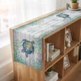 thumbnail image 6 of Sea Turtle Coastal Table Runner, Blue Green Summer Beach Coral Wooden Washable Cotton Linen Table Runners 108 Inches Long, Dresser Scarf Runner for Dining/Living Room/Kitchen/Square Tables 13''x108'', 6 of 9