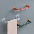 thumbnail image 3 of Ounissouiy Toallero montado en la pared para baño, cocina, almacenamiento, barra doble, punzón plegable, soporte organizador para el hogar Accesorios de baño Rosado Ounissouiy HA065061-03B, 3 of 6