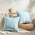 thumbnail image 1 of Top Finel Decorative Hand-Made Throw Pillow Covers for Couch Bed Soft Particles Striped Velvet Solid Cushion Covers 16 x 16 inches 40 x 40 cm, Pack of 2, Light Blue, 1 of 6