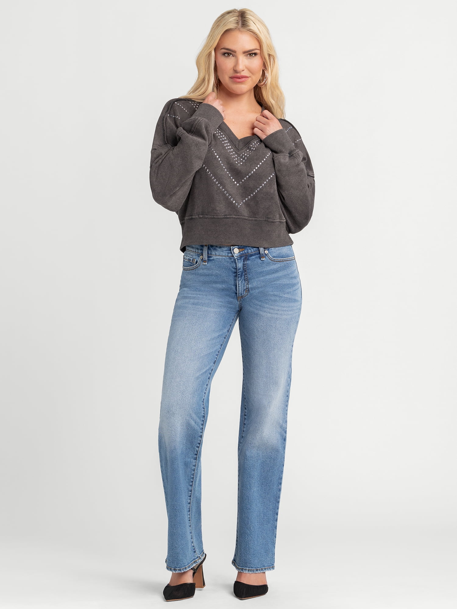 Jessica Simpson Rosa Mid Rise Relaxed Straight Jeans, Sizes 2-16