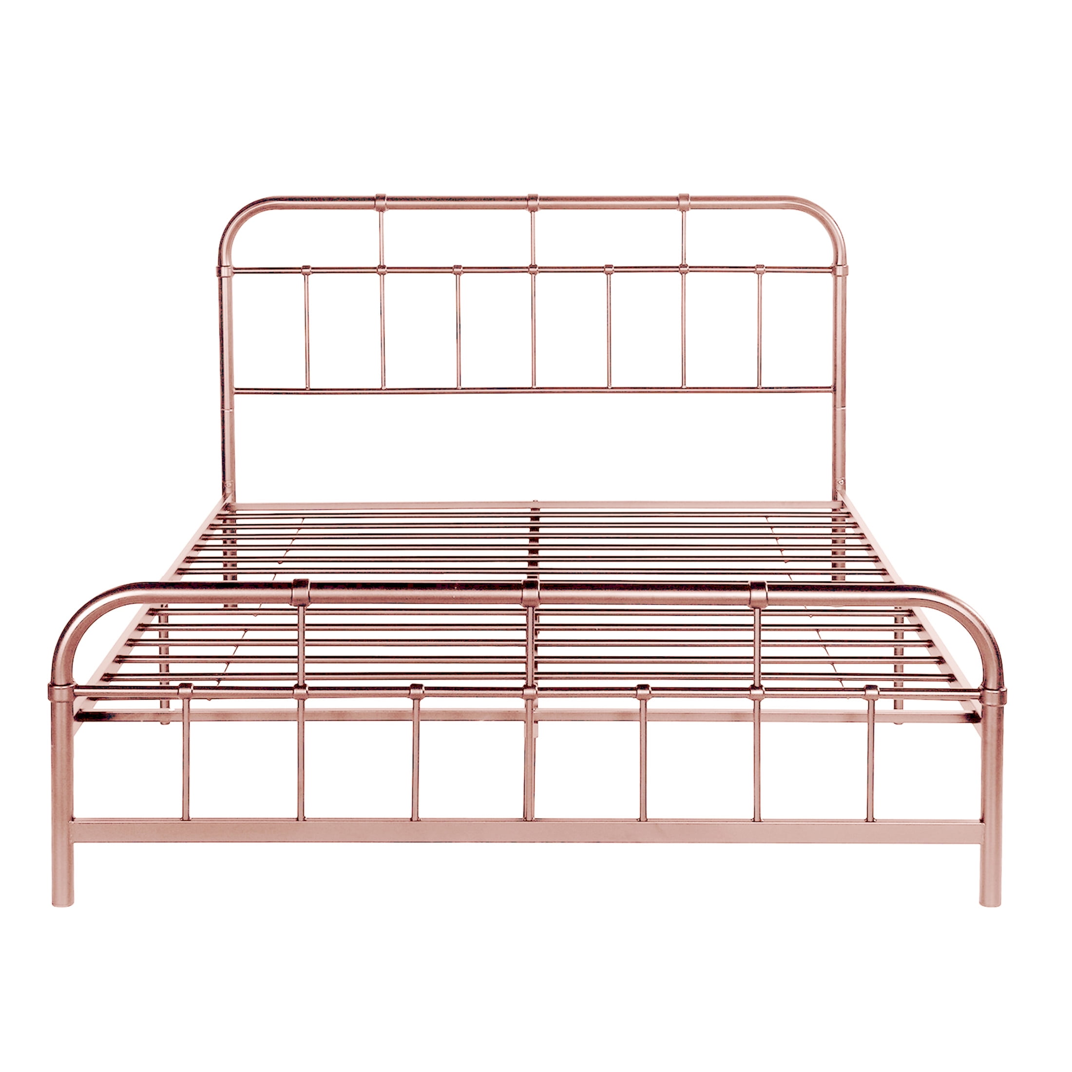 Christopher Knight Home Queen Size Metal Platform Bed Frame, Round Corner Headboard and Footboard, Pink