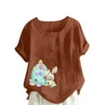 thumbnail image 2 of Daisyyozoid Chandail en Molleton Drôle de Jour de Pâques pour Femmes Été Surdimensionné Décontracté Col Rond Manches Courtes Imprimé Floral Tops Amples, 2 of 5