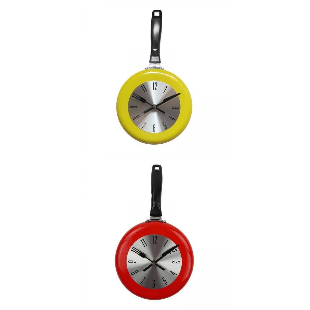 wall clock,Kitchen Clock Frying Pan Modern Novelty Art Watch,Hanging Wall Clock Kitchen Metal Watch Home Decor,8 Inch inch Metal Frying Pan Kitchen ...