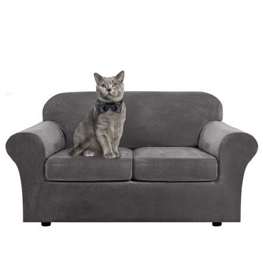 JIAN YA NA Stretch Velvet Sofa Covers Couch Covers Sofa Slipcovers(Gray, Loveseat Cover)