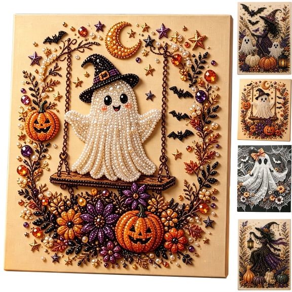 Halloween Pearl Diamond Art Kits for Adults Pearl Art Kit Diamond Painting Halloween Ghost Pearl Art DIY Kit Wall Hanging Decor,D3