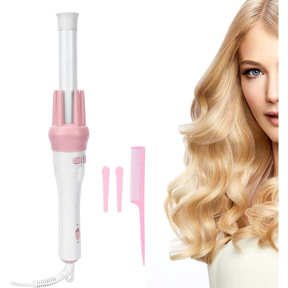 Professional Ceramic Curling Iron, Hair Waver Automatic 360° Rotating Hair Curler Quick Heating Electric Curling Wand 110‑240v for Long or Short Hair Styling(US)