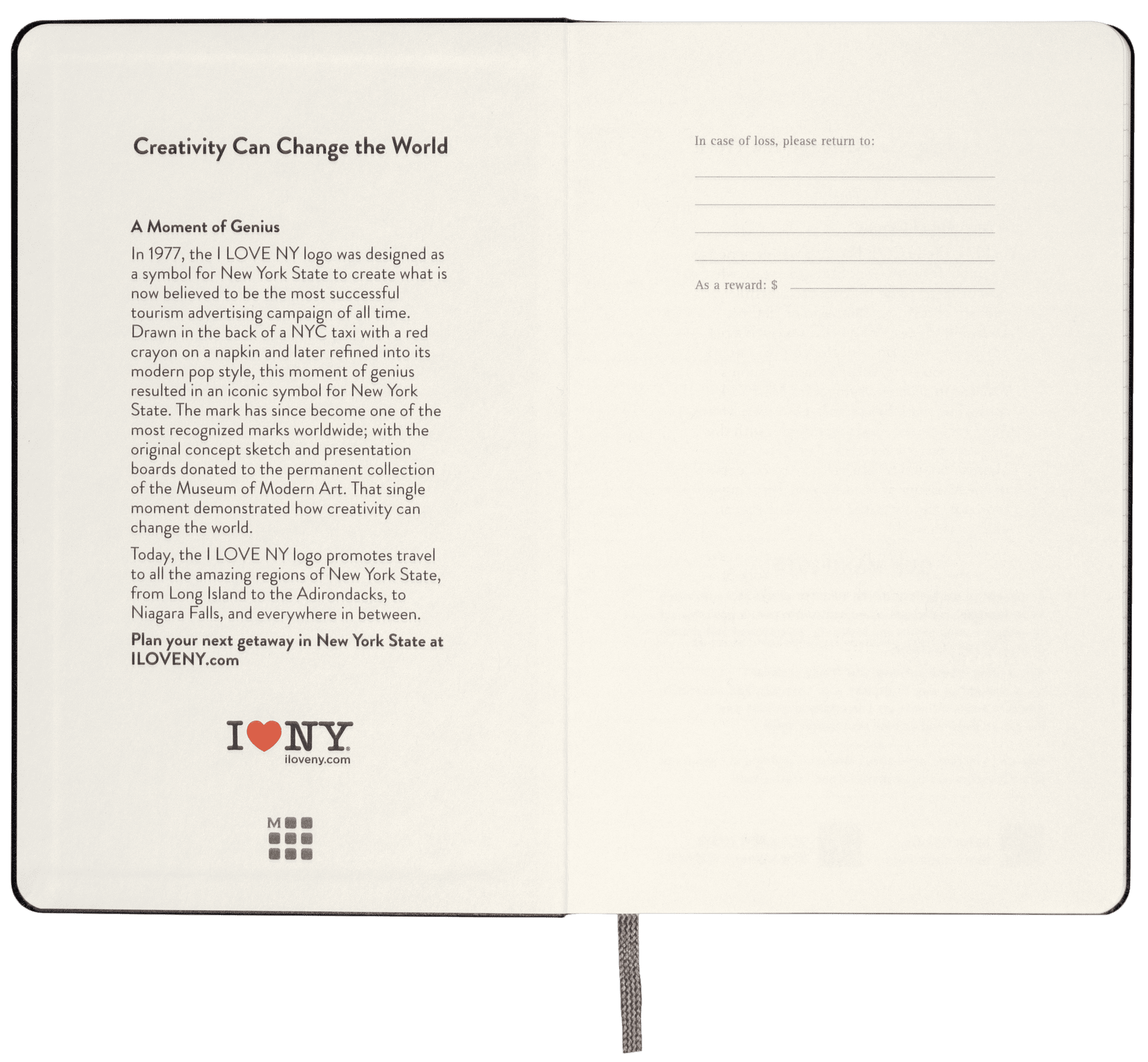 Moleskine Limited Edition I Love NY Notebook, Hard Cover, Large (5" x 8.25"), Ruled, Black, 240 Pages