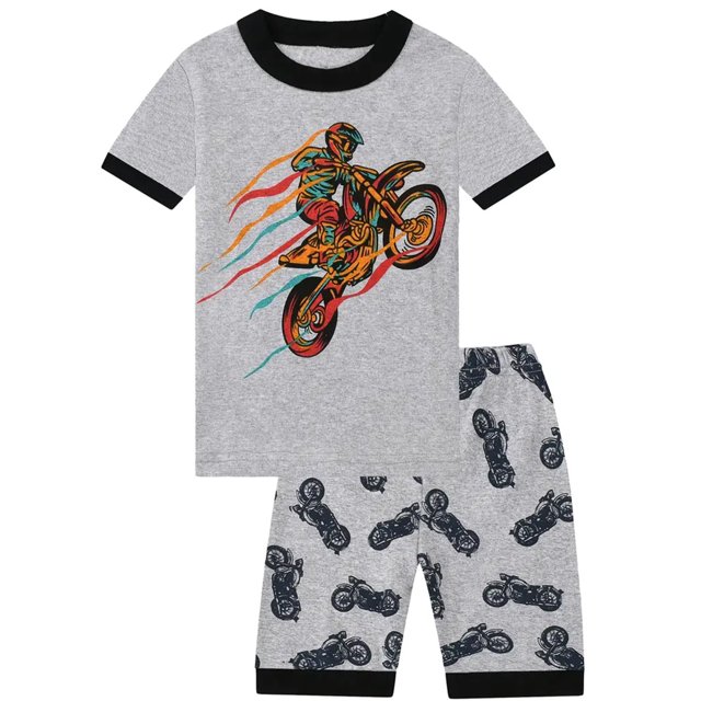 ATAIKU Pyjama 2 Pcs Gris pour Garçons 3-12 Ans 100 % Coton