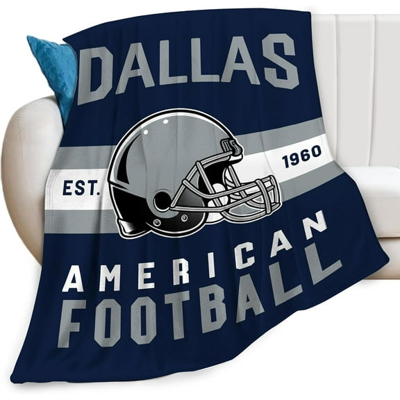 Dallas Print Blanket American Football Throw Blankets Couch Sofa Bed Stuff Decor Gifts Merch Soft Cozy Fleece Plush Warm Flannel Bedding for Team Fans Men Women Teen Adults 40"x50"