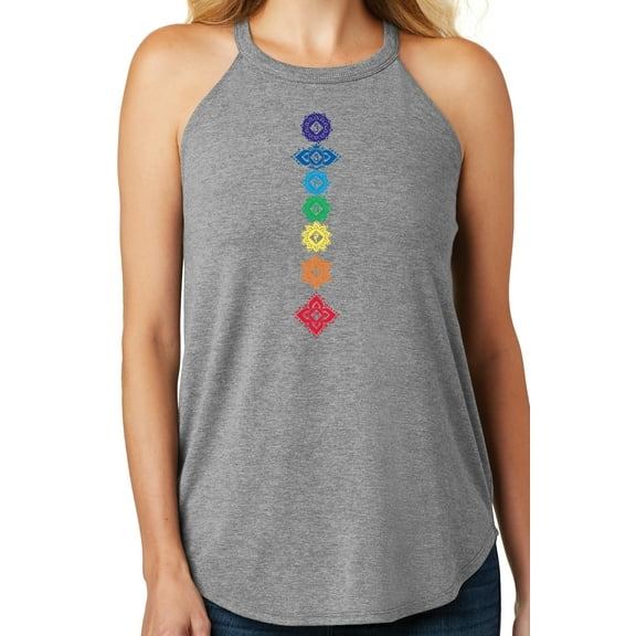 Women's 7 Floral Chakras Yoga Tank Top, 2XL Grey Heather