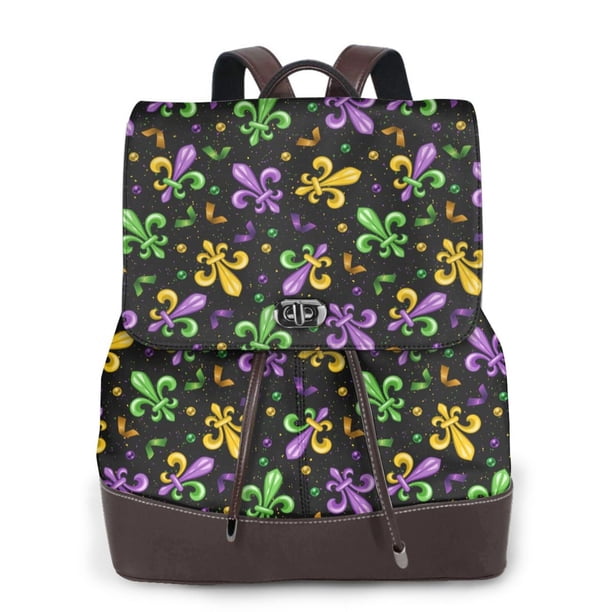 Balery Mardi Gras Carnival4 Mochila de Cuero para Mujeres, Gran Capacidad, Bolsa de Viaje Multifuncional, Mochila de Cuero y Bolsa de Hombro para Mujeres