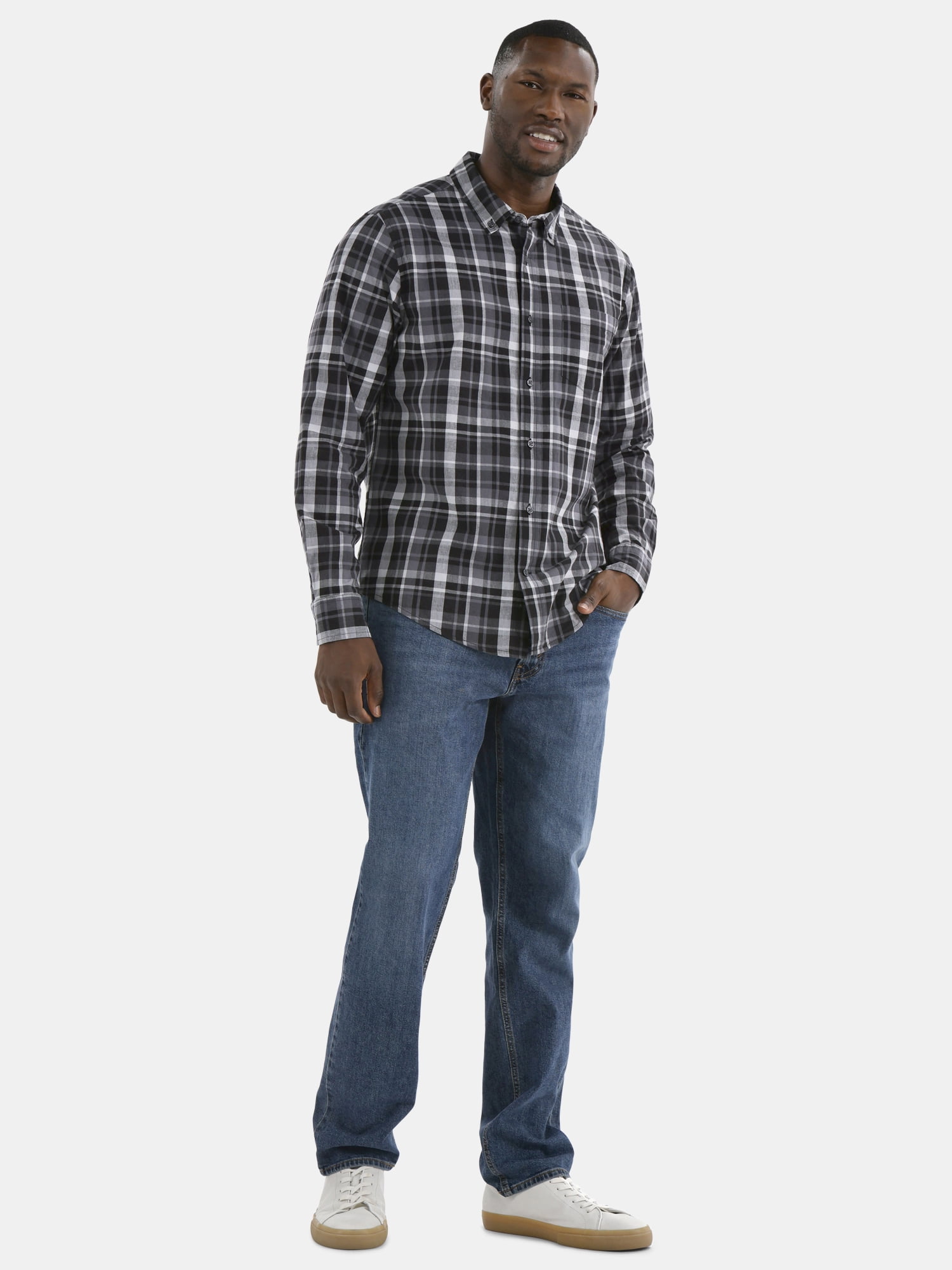 George Men's Poplin Shirt with Long Sleeves, Sizes S-3XL, LT-4XLT, 2XB-6XB