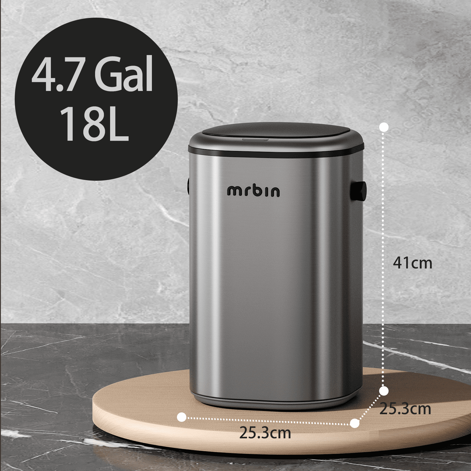 Stainless Steel Motion Sensor Tall Bathroom Trash Can with Lid, 5 Gallon Automatic Kitchen Garbage Pail, Electric Covered Silver Metal Waste Basket for Bedroom, Rv, Restroom, Eclipse Grey