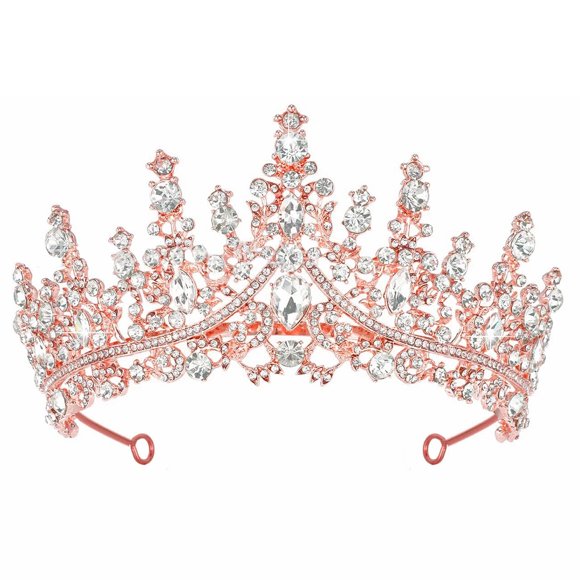 Papoopy Tiara Corona Diadema para Mujer Diadema Accesorios para el Cabello para cumpleaños Boda Fiesta Disfraz Rosa