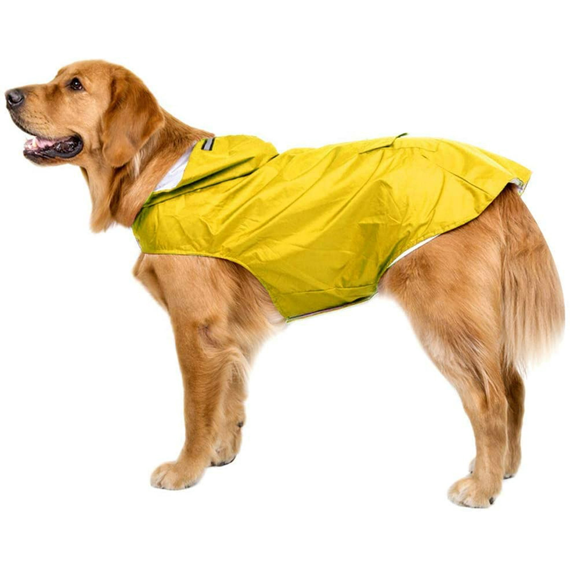 Dog Raincoat Waterproof Dog Coat Large Lined Ultralight Breathable Dog Jacket Reflective Stripes Rain Jacket Dogs With Hood 4xl Yellow