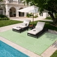 thumbnail image 3 of Wonnitar Large Outdoor Rug Waterproof 8'x10' Lightweight Plastic Straw Rug, Scandinavian Reversible Outside Carpet for RV Patio Deck Porch Balcony Picnic Camping Beach, Green-Rainbow, 3 of 10