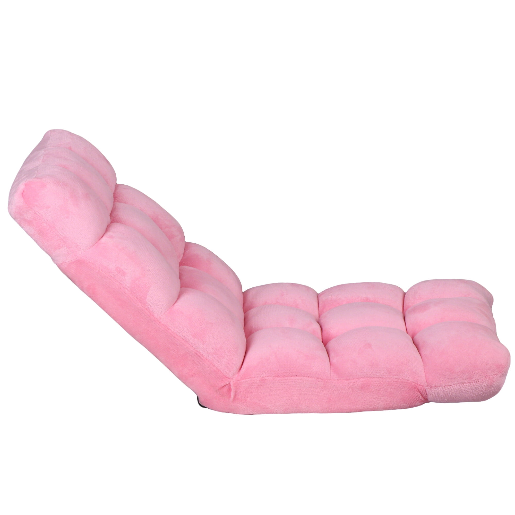 ZENY 14 Levels Adjustable Floor Folding Chair Lazy Sofa Cushion Gaming Chair Recliner - Pink