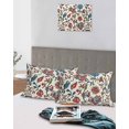 thumbnail image 5 of Boho Floral Pillow Covers King Size 2 Pack, Blue Red Flower Vintage Petals Branch Leaf Soft Bed Throw Pillowcases Breathable Cooling Long Lumbar Body Pillow Sham Cover for Bed Sofa 20''x36'', 5 of 7