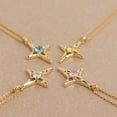 thumbnail image 6 of Simple Gold Star Pendant Necklaces for Women Sparkly Rhinestone Birthstone Lucky Four-point Stars Dangle Necklaces Prom Fashion Birthday Jewelry Gift, 6 of 7