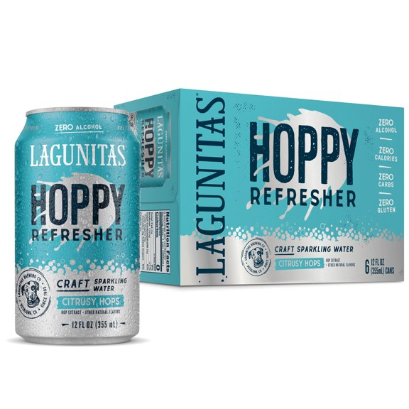 Lagunitas Hoppy Refresher Non-Alc Craft Sparkling Water, 6 pack, 12 fl. oz. Cans, 0% ABV