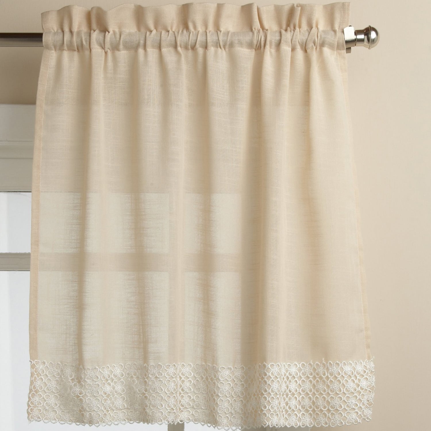 Oakwood Linen Style Kitchen Window Curtain 36" x 58" Tier Pair 