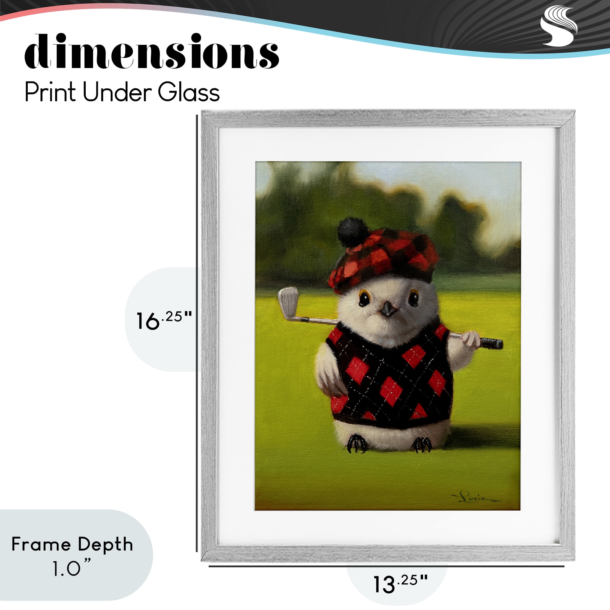 Stupell Industries Birdie Golf Swing Gray Framed Print Under Glass, design by Lucia Heffernan