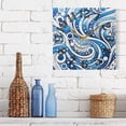 thumbnail image 6 of Blue White Partern Wall Clock Square Silent Non Ticking Battery Operated Clock for Home Bathroom Kitchen Bedroom Living Room, 6 of 8